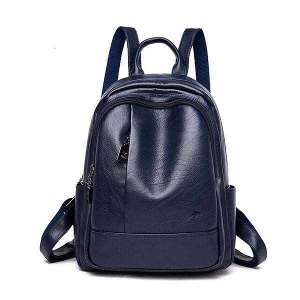 Large Capacity Leather School Bag and Travel Backpack