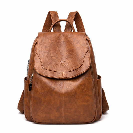 Large Capacity Vintage Leather School Bag and Backpack-Backpacks-Innovato Design-Red-Innovato Design