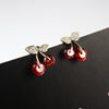 925 Sterling Silver Korean Red Cherry Stud Earrings
