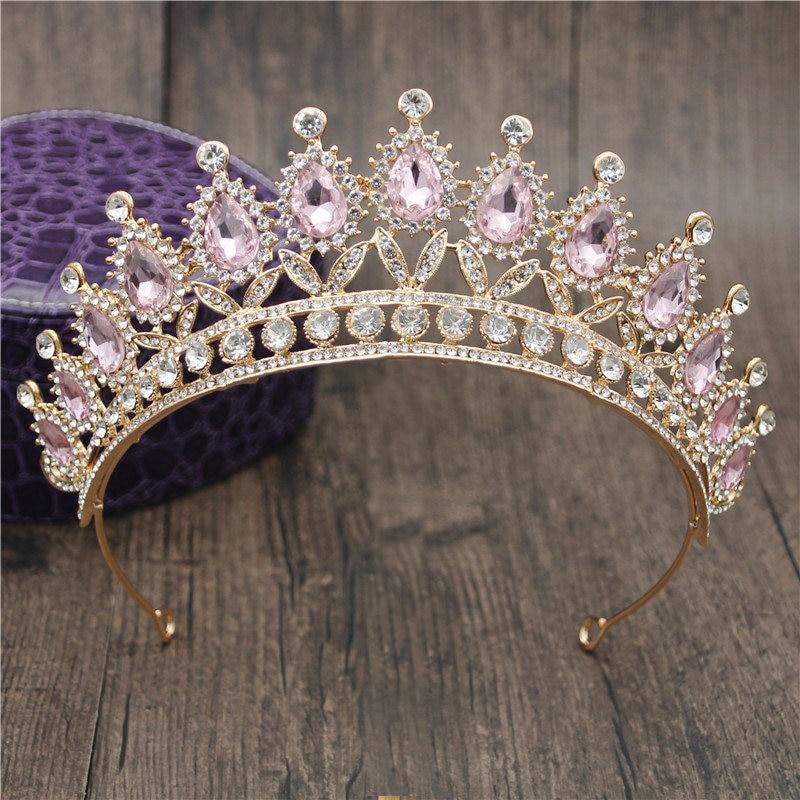Queen Bridal Tiaras and Crowns in 15 Different Styles for Wedding or Prom-Crowns-Innovato Design-Gold Blue-Innovato Design