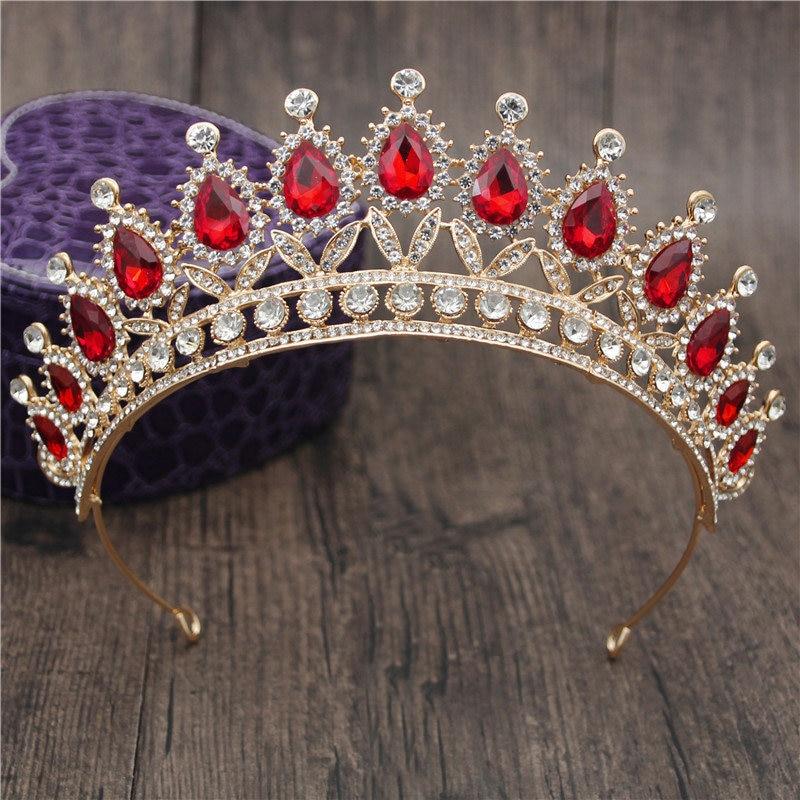 Queen Bridal Tiaras and Crowns in 15 Different Styles for Wedding or Prom-Crowns-Innovato Design-Gold Blue-Innovato Design