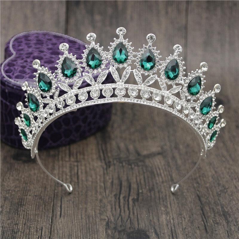 Queen Bridal Tiaras and Crowns in 15 Different Styles for Wedding or Prom-Crowns-Innovato Design-Gold Blue-Innovato Design