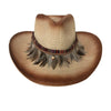 Retro Straw Cowboy Hat with Feather Band