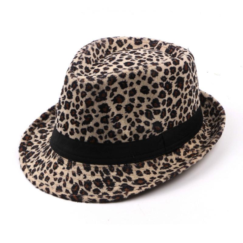 Leopard Printed Fedora Trilby Hat with Black Belt Hatband-Hats-Innovato Design-White-Innovato Design