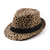 Leopard Printed Fedora Trilby Hat with Black Belt Hatband