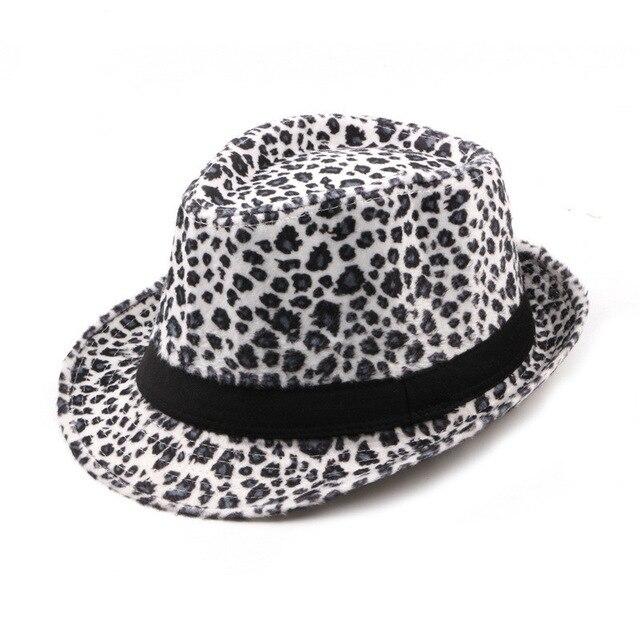 Leopard Printed Fedora Trilby Hat with Black Belt Hatband-Hats-Innovato Design-White-Innovato Design