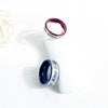 His and Her Silver Plated Stainless Steel with Blue and Pink Crown with Cubic Zirconia Couple Ring - InnovatoDesign