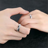 His and Her Silver Plated Stainless Steel with Crown and Round-Cut Cubic Zirconia Couple Ring - InnovatoDesign