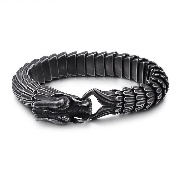 Flexible Matte Black and Silver Dragon Scale Bracelet-Bracelets-Innovato Design-Innovato Design