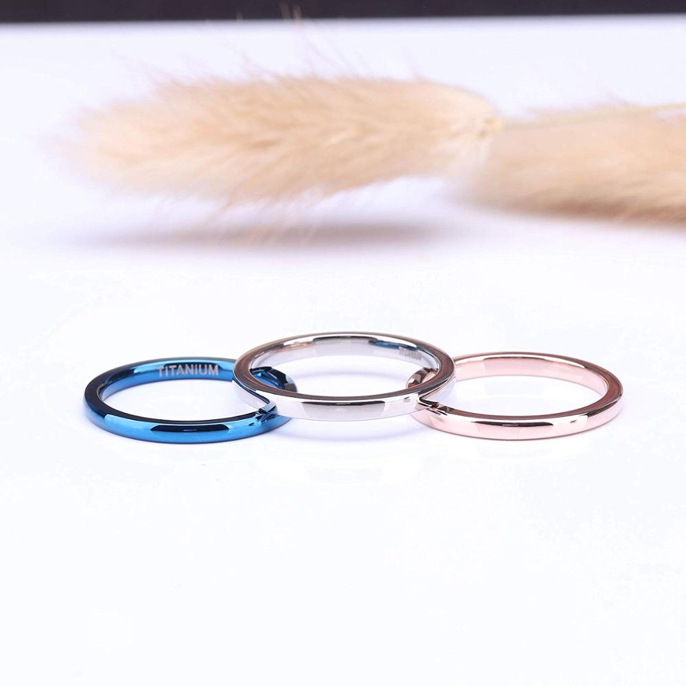 2mm Polished, Domed, and Slim Titanium Fashion Wedding Band-Rings-Innovato Design-Blue-4-Innovato Design
