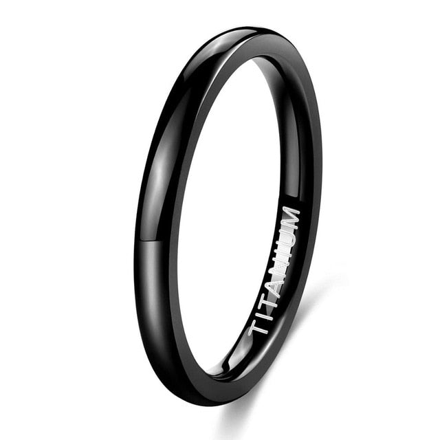 2mm Polished, Domed, and Slim Titanium Fashion Wedding Band-Rings-Innovato Design-Black-5-Innovato Design