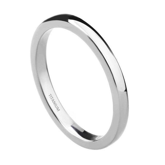 2mm Polished, Domed, and Slim Titanium Fashion Wedding Band-Rings-Innovato Design-Silver-5-Innovato Design