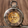 Open Faced Pocket Mechanical Watch with Hollow Gear Skeleton Design - InnovatoDesign