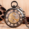 Open Faced Pocket Mechanical Watch with Hollow Gear Skeleton Design - InnovatoDesign
