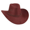 Wide Brim Faux Leather Western Cowboy Hat with Adjustable Chin Tie
