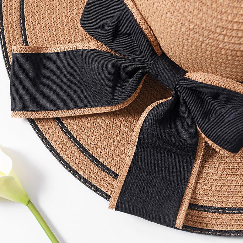 Foldable Floppy Straw Sun Hat with Silk Ribbon Bow-Hats-Innovato Design-White-Innovato Design