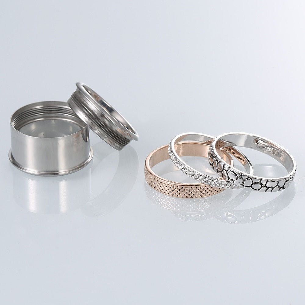 Stainless Steel and Copper Cubic Zirconia, Rose Gold, and Silver Stackable, Rotatable, and Interchangeable Ring-Rings-Innovato Design-6-Innovato Design