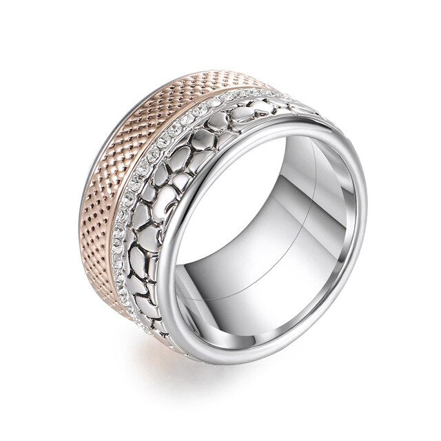Stainless Steel and Copper Cubic Zirconia, Rose Gold, and Silver Stackable, Rotatable, and Interchangeable Ring-Rings-Innovato Design-6-Innovato Design