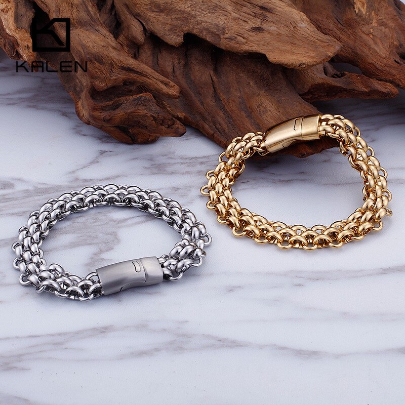 Link Chain with Magnetic Clasp Stainless Steel Fashion Bracelet-Bracelets-Innovato Design-Silver-8.27in-Innovato Design