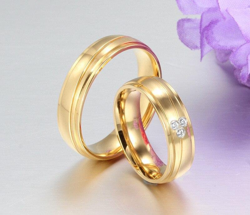Gold Plated Stainless Steel with Tension Setting Cubic Zirconia Wedding Band-Rings-Innovato Design-5-7-Innovato Design