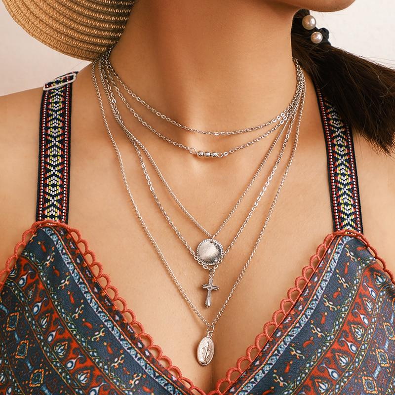 5 Layers Cross Pendants Choker Necklace-Necklaces-Innovato Design-Innovato Design