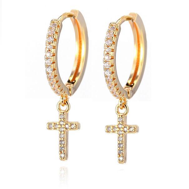 Two Styles Cross Hoop Earrings with Cubic Zirconia – Innovato Design