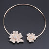 Flower Crystal Necklace, Bracelet, Earrings & Ring Wedding Statement Jewelry Set-Jewelry Sets-Innovato Design-Gold-Innovato Design