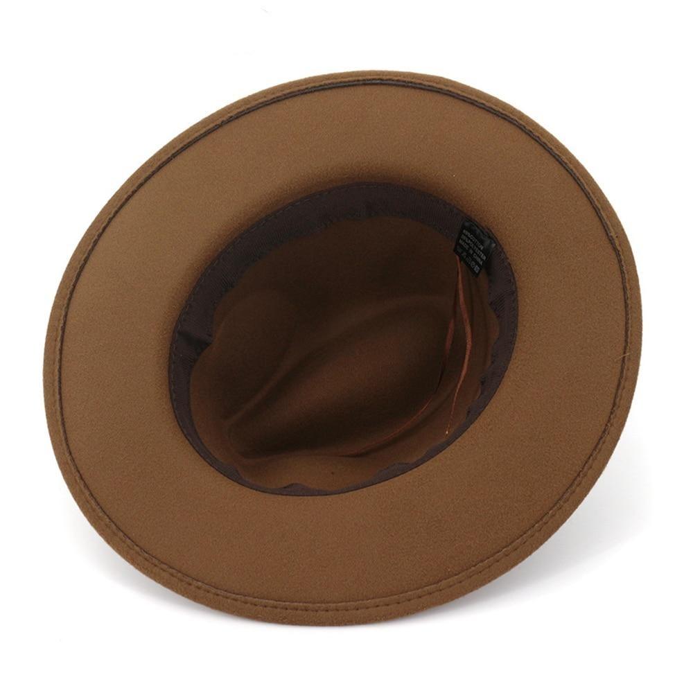 Wide Brim Vintage Felt Fedora Panama Hat with Chain Belt-Hats-Innovato Design-Red-Innovato Design