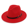 Wide Brim Vintage Felt Fedora Panama Hat with Chain Belt