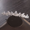 Cubic Zirconia, Leaf and Rhinestone Tiara, Necklace & Earrings Wedding Queen Jewelry Set