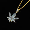 Maple Leaf Cubic Zirconia Hip-Hop Pendant Necklace-Necklaces-Innovato Design-Gold-Rope Chain-18inch-Innovato Design