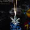 Maple Leaf Cubic Zirconia Hip-Hop Pendant Necklace-Necklaces-Innovato Design-Gold-Rope Chain-18inch-Innovato Design