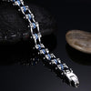 Silver & Sky Blue Crystal Motorcycle Chain Bracelet - InnovatoDesign
