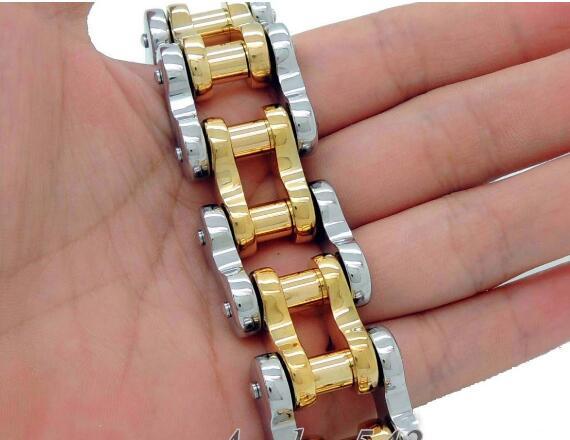 Heavy 2 Tone Biker Chain Bracelet Stainless Steel-Bracelets-Innovato Design-Silver-Innovato Design