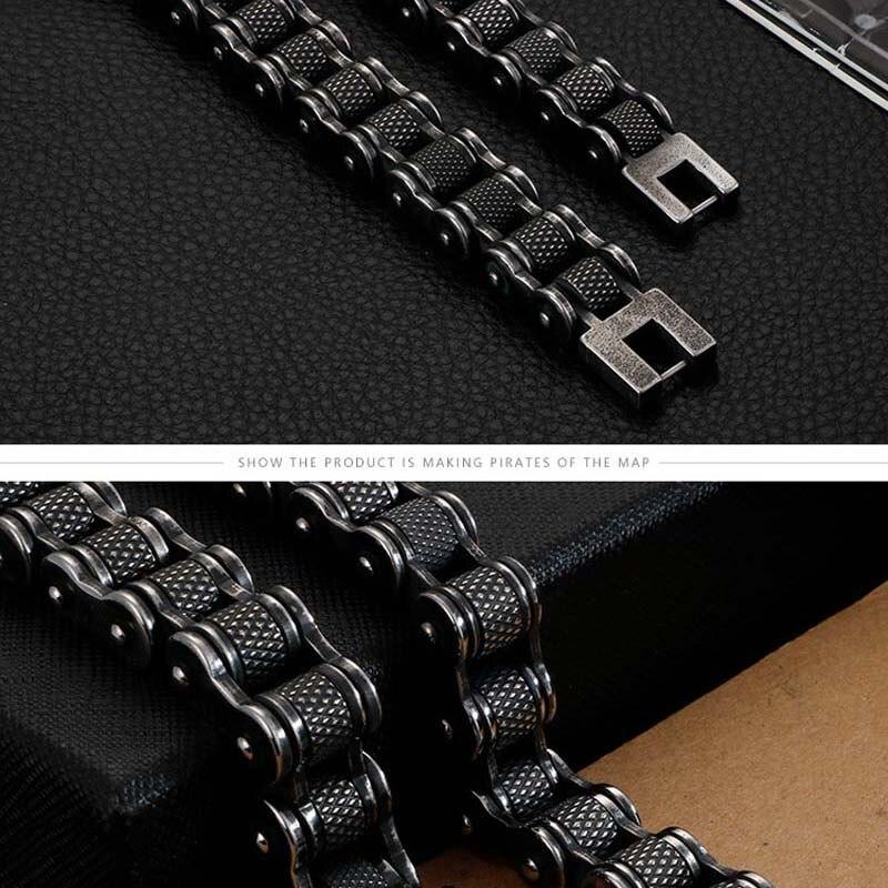 Antique Black Motorcycle Link Chain Bracelet-Bracelets-Innovato Design-Innovato Design