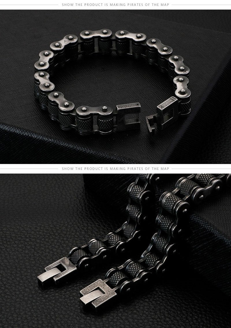 Antique Black Motorcycle Link Chain Bracelet-Bracelets-Innovato Design-Innovato Design