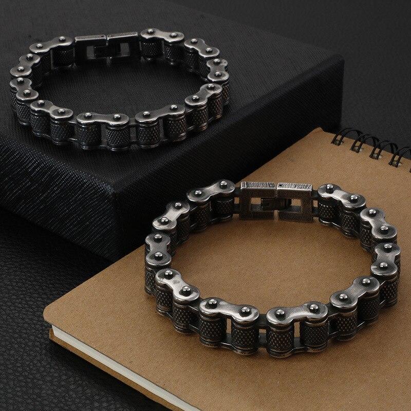 Antique Black Motorcycle Link Chain Bracelet-Bracelets-Innovato Design-Innovato Design