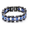Two Tone Black Stainless Steel Biker Chain Bracelet-Bracelets-Innovato Design-Black & Blue-7.5-Innovato Design