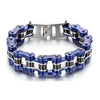 Two Tone Black Stainless Steel Biker Chain Bracelet-Bracelets-Innovato Design-Blue & Black-7.5-Innovato Design
