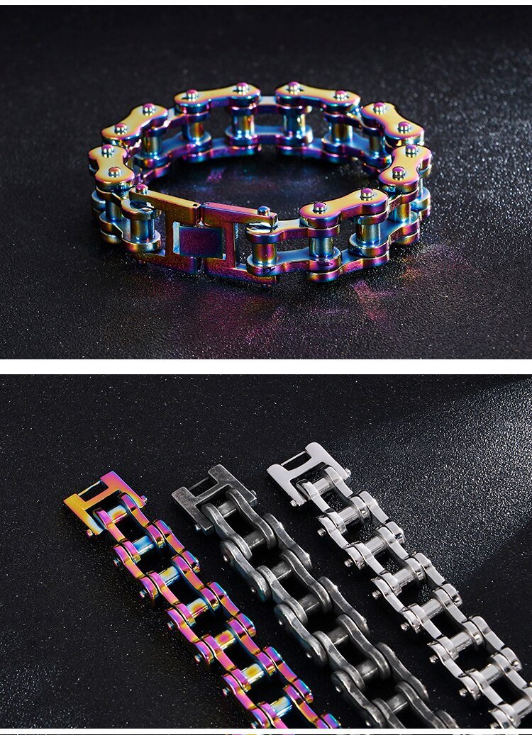 Motorcycle Chain Titanium Steel Bracelet in 4 Colors-Bracelets-Innovato Design-Blue-7-Innovato Design