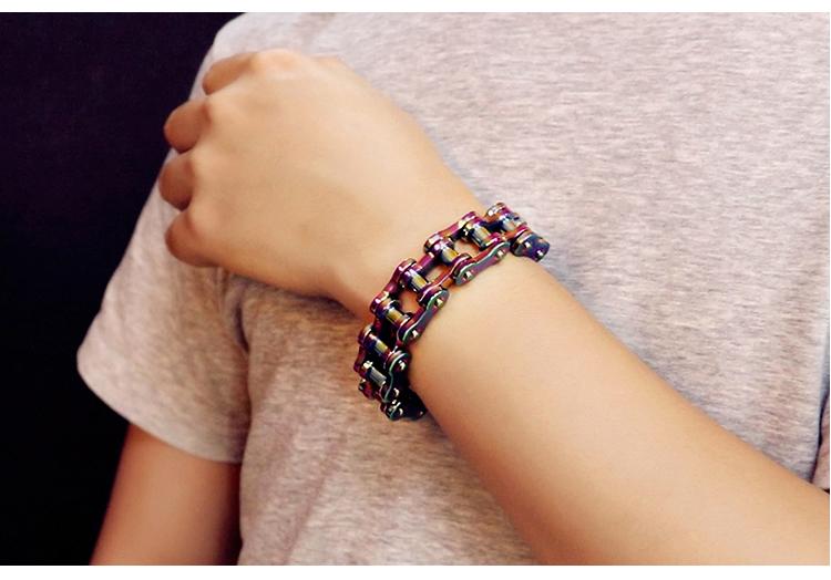 Motorcycle Chain Titanium Steel Bracelet in 4 Colors-Bracelets-Innovato Design-Blue-7-Innovato Design