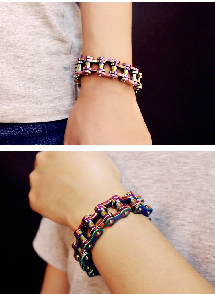 Motorcycle Chain Titanium Steel Bracelet in 4 Colors-Bracelets-Innovato Design-Blue-7-Innovato Design