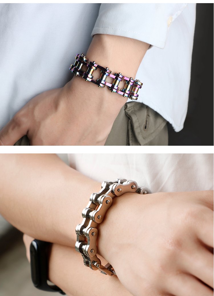 Motorcycle Chain Titanium Steel Bracelet in 4 Colors-Bracelets-Innovato Design-Blue-7-Innovato Design