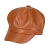 Classy Faux Leather Solid Color Painter Octagonal Hat