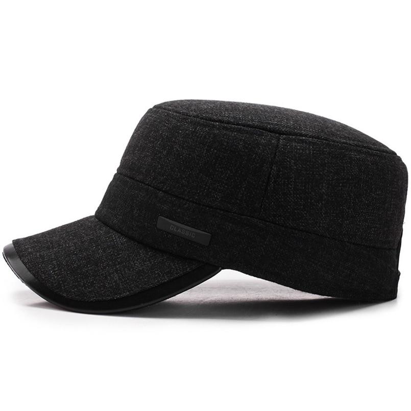 Buckled Thick Solid Color Tweed Military Hat-Hats-Innovato Design-Black-Innovato Design