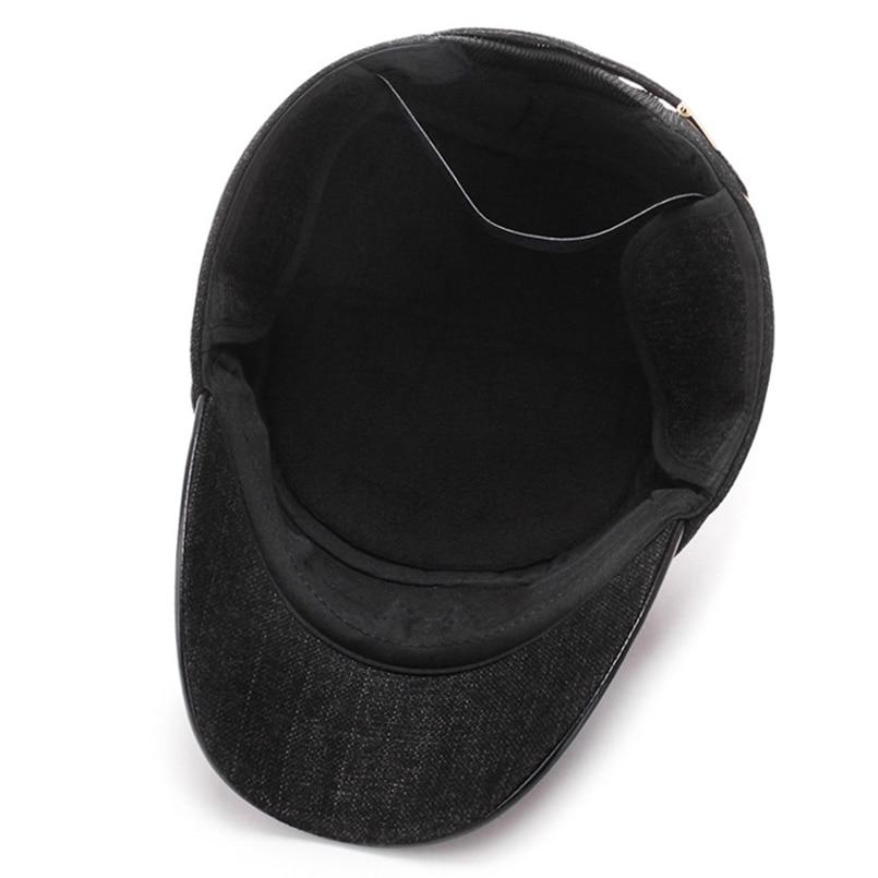 Buckled Thick Solid Color Tweed Military Hat-Hats-Innovato Design-Black-Innovato Design
