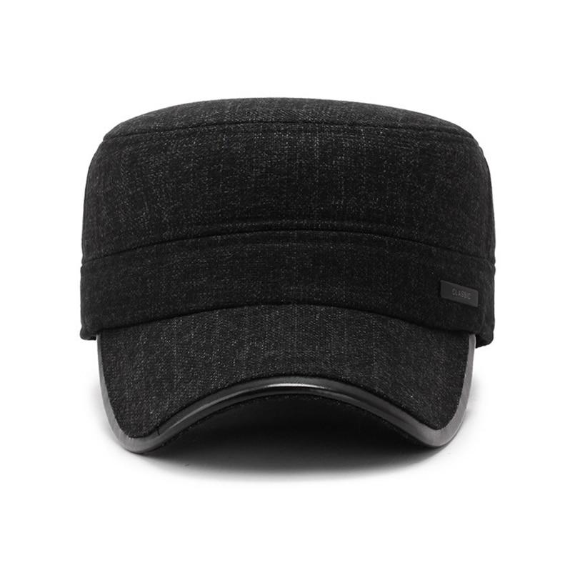 Buckled Thick Solid Color Tweed Military Hat-Hats-Innovato Design-Black-Innovato Design