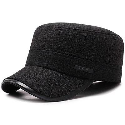 Buckled Thick Solid Color Tweed Military Hat-Hats-Innovato Design-Dark Gray-Innovato Design