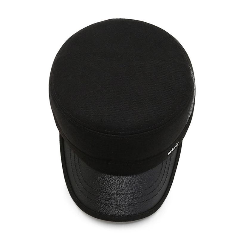 Buckled Thick Warm Solid Color Polyurethane Cotton Tweed Military Hat with Earflaps-Hats-Innovato Design-Black-Innovato Design