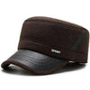 Buckled Thick Warm Solid Color Polyurethane Cotton Tweed Military Hat with Earflaps